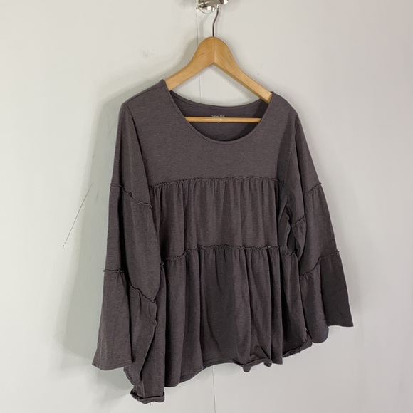 Garnet Hill Ruffle Knit Top Bell Sleeves - Picture 4 of 8